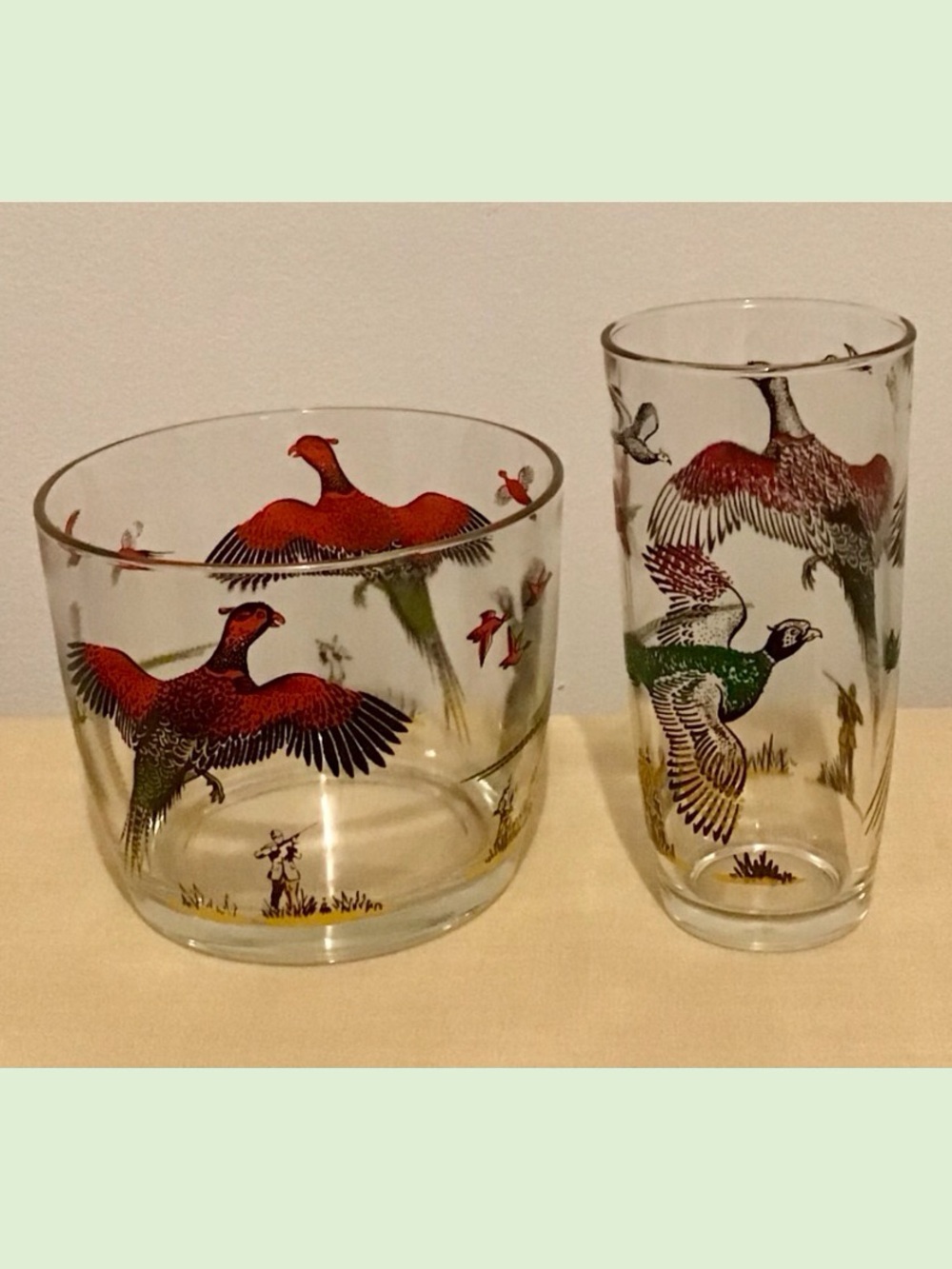 * SALE * Vintage 50s Hazel Atlas Pheasant Set